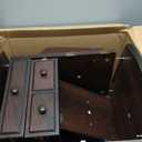 Collections Etc Multi Storage Mahogany Finish Companion Side Table with Rolling Wheels