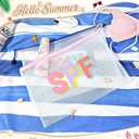 SOIDRAM 4PCS Beach Makeup Bags SPF Cosmetic Bags for Women Girls Summer Varsity Zipper Pouch Clear Waterproof Beach Toiletry Organizer Trendy PVC Makeup Bag for Travel Sandproof Essential