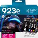 923e 923XL 923 Ink Cartridges Replacement for HP OfficeJet Pro 8120 8123 8130 8133 Printers-High Pages Yield (4 Pack, BK/C/M/Y)