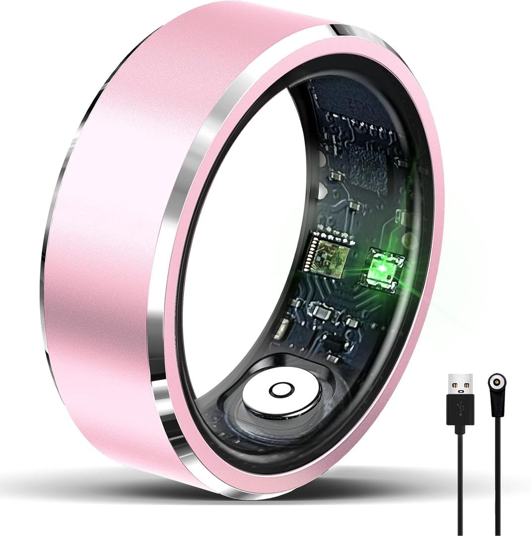 HitTopss Smart Ring, Fitness Tracking Smart Ring with Calories/Heart Rate/Blood Oxygen/Sleep Monitoring, IP68 Waterproof, No APP Subscription (Rose Gold, 10#)