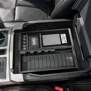 HGWEI Center Console Organizer Compatible with Ford F150 2015-2020, 2017-2022 F250 F350 F450, 2018-2024 Expedition Accessories, Insert Tray Armrest Storage Box, Full Console w/Bucket Seats ONLY, Black