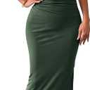 BTFBM Women's Ruched Bodycon Dress Summer Casual Sleeveless Back Slit Elegant Club Evening Party Cocktail Maxi Dresses (Army Green) Small