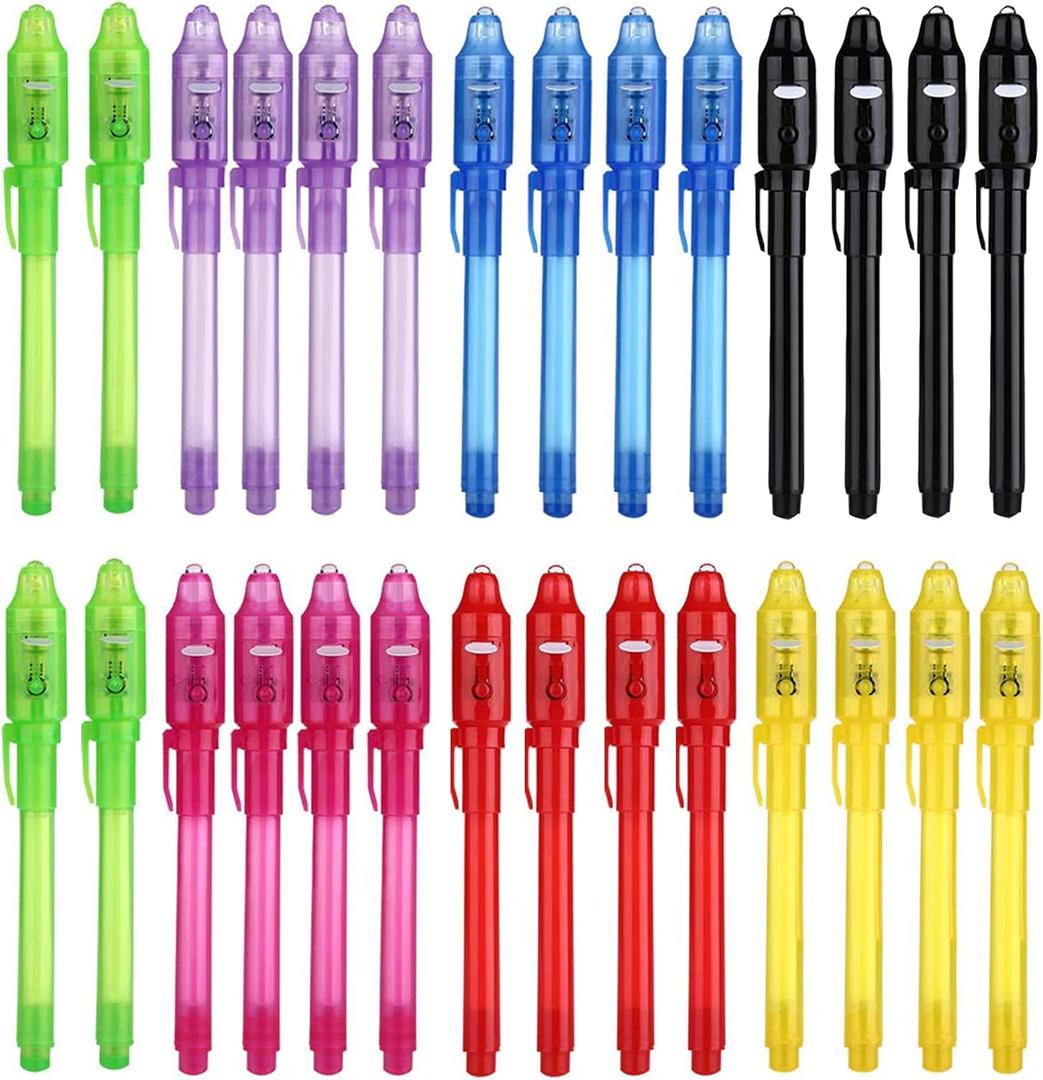 SCStyle Invisible Ink Pen 28Pcs with UV Light Magic Marker for Secret Messages, Writing Information for Birthdays, Easter, Halloween, Christmas Gifts for Students