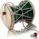 Handmade Wooden & Leather Classical Indian Folk Dumroo Damroo Damaru Hand Drum Set Percussion Decorative Collectible Showpiece World Musical Instruments (Green)