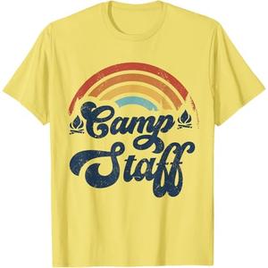 Summer Camp Counselor Staff Groovy Rainbow Camp Counselor T-Shirt, M