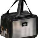 Heliar Large Travel Toiletry Bag with Dry Wet SeparationWaterproof Wash Bag for Man and Women, Clear & Matte shower bag for Gym, Overnight, Swimming, and Business Trips (Black)