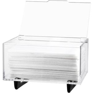 rejomiik Dryer Sheet Holder Acrylic Dryer Sheets Container Dispenser for Laundry Room Decor, Storage Organizer Box for Fabric Sheet, Dryer Balls, Black (Medium, Dark)