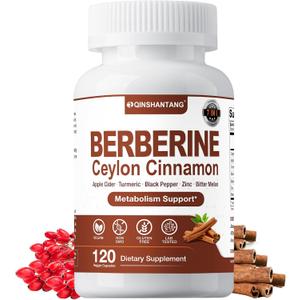 Berberine with Ceylon Cinnamon, 120 Count, 7 in 1 Berberine Supplement Ceylon Cinnamon Capsules, 1318mg | Immune Support | Premium Natural Supplement Boost | Vegan Friendly & Non-GMO