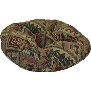 Blazing Needles Round Patterned Tapestry Tufted Footstool Cushion, 18", Cheetah