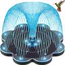 Solar Fountain, 2025 Upgraded Flower Shape 3.5W Solar Water Fountain with 2-Row Colorful LED Lights, 2000mAh Battery, 7 Nozzles, Solar Powered Hummingbird Fountain for Garden, Pool, and Pond