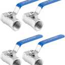 QWORK 1/2 Inch NPT Stainless Steel Ball Valve, 4 Pack Standard Port for Water, Oil, and Gas (0.5 Inch)