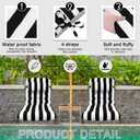 Tudomro Outdoor Chaise Lounge Cushion 66x21x4'' Waterproof & Fade-Resistant Patio Pool Chaise Lounge Cushion Headrest Pillow Tie Replacement Rocking High Back Chair(Black, White Stripe,Set of 2)