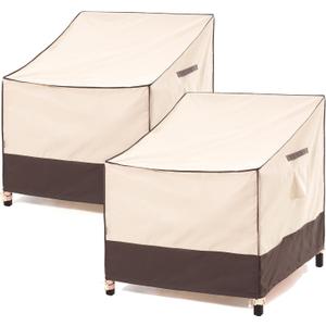 F&J Outdoors Patio Chair Covers, Beige + Coffee, 35"W x 39"D x 36"H, 2-Pack