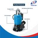 Tsurumi Pump HSE2.4S Submersible Trash Pump - Auto Relay Switch 1/2 HP 115V 2 in Discharge Dewatering Applications | 53 GPM / 3180 GPH
