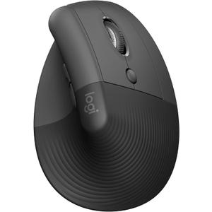 Logitech Lift Vertical Ergonomic Mouse, Wireless Bluetooth or USB Receiver, Quiet Clicks, 4 Buttons, Right Hand Wireless Mouse, Windows/ macOS/ iPadOS, Laptop, PC - Graphite