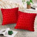 Valentines Day Pillow Covers 18x18in Set of 2, Plush Fluffy Pillow Case 3D Love Heart Pillow Covers for Couch, Sofa, Bed Home Indoor Outdoor Holiday Decor (red)