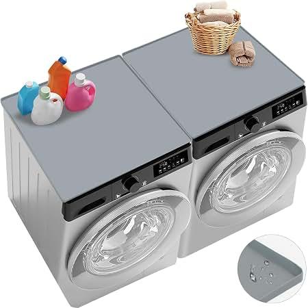 Silicone Washer Dryer Top Protector Mat, 2 Pack 27"x 27", Grey