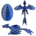 YVBBHE Extra Large Dynamic 3D Printed Dragon Egg with Dragon Inside，Open and Close Mouth with Wings Movable and Eyes, Feathered Wyvern Articulated Crystal Flying Fidget Bird Animals (Dark Blue)