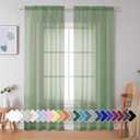 Simplebrand Sage Green Sheer Curtains 90 Inches Long 2 Panels, Light Filtering Rod Pocket Solid Color Window Sheer Curtain Panels, Elegant Curtains & Drapes for Living Room, Bedroom, 42" W x 90" L