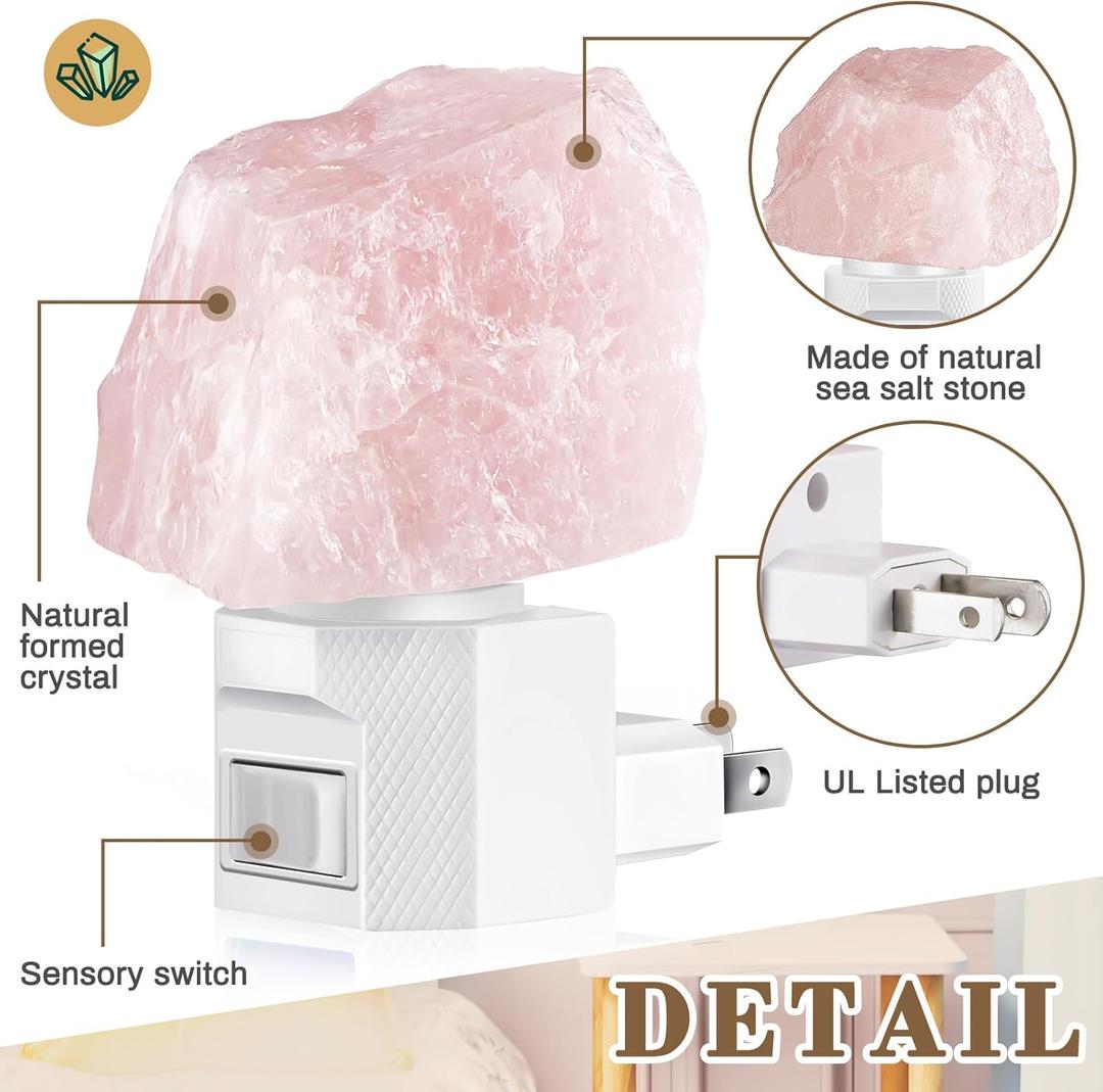 1 Pack Himalayan Salt Lamp Night Light Crystal Night Light Lamp Plug in Rotatable Wall Purifier Made of Natural Salt Stone Sea for Home
