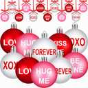 BBTO 12 Pcs Valentine Ball Ornaments for Tree Valentine Tree Hanging Decorations Decorative Plastic Ball Decorations for Wedding Anniversary Festival Home Gift Party Decor