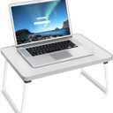 Foldable Lap Desks Laptop Tray for Bed or Couch,Portable Breakfast Serving Tray with Folding Legs,Lightweight Mini Table, Laptop Stand for Working, Reading and Writing,White