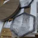 VividVibe End Tables for Living Room, Fluted Couch Side Table with Hexagonal Base, Wooden Bedside Table Bedroom Nightstands Home Office Modern Accent Grey Alder