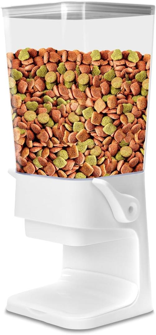 Dog Food Storage Container, 5-7 lb Pet Food Storage Containers, Downward-pressing Large Outlet Suitable for Dog, Cat, Bird Dispenser, White