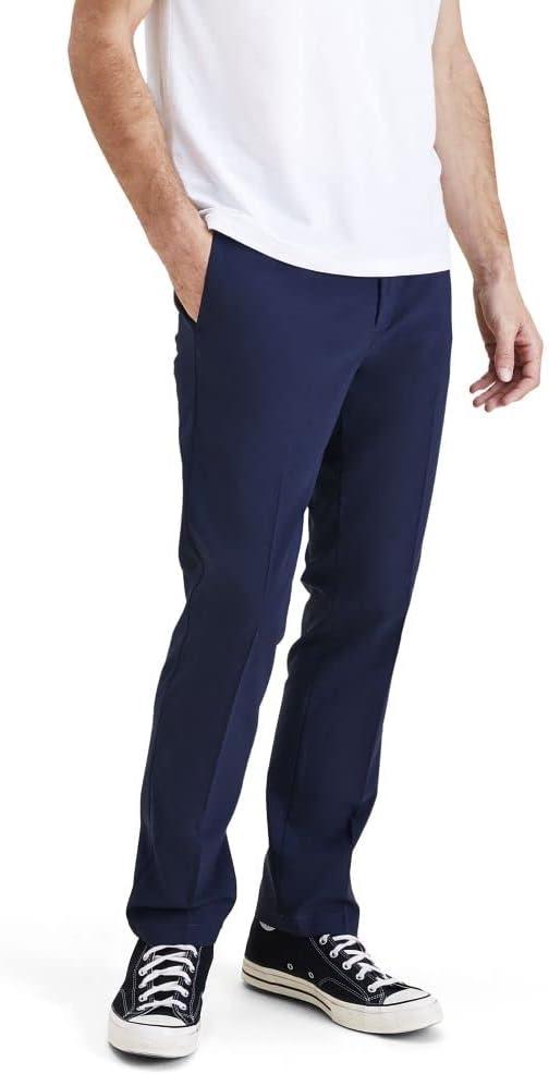 DOCKERS Mens Signature Go Slim Fit Khaki Smart 360 Tech Pants (34W x 29L, Navy Blazer)