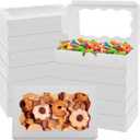 60 Pack 7 x 4 3/8 x 1 Inch Cookie Boxes with Clear Window Small White Cookie Boxes Bakery Treat Boxes for Dessert, Donuts, Pie, Candy, Macaron