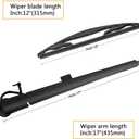Rear Window Wiper Arm Blade Set Replacement For Cadillac Escalade,GMC Yukon,Chevy Tahoe Suburban,2007-2013 - Back Windshield Wiper Accessories OEM 15277756 Blade:12"