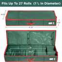 HOLDN STORAGE Premium Wrapping Paper Storage Container - Durable 600D Tear-Proof, Fits 27 Rolls Gift Wrap, Extra Pockets for Ribbons & Bows, Underbed Storage - Ideal for Holiday Christmas, Green