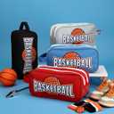 4 Pcs Double Layer Basketball Accessory Bags with Zipper - Toiletry Travel Bags Basketball Items Accessories Essentials Stuff Organizer for Youth Players Team Gifts
