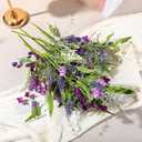 Giegxin 6 Bundles Fake Artificial Flowers Bouquet Spring Silk Flowers Arrangements Faux Wildflowers Bouquets Stems Fake Plants for Wedding Table Centerpiece Rustic Home Vase Floral Table(Lavender)