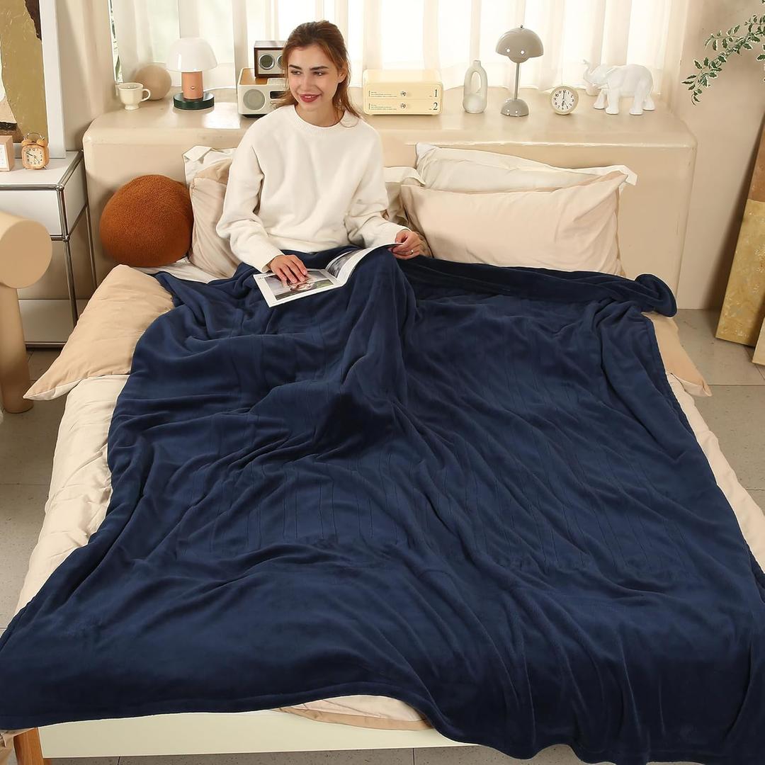 Heated Blanket Electric Blanket Twin Size, Fast Heating & Overheating Protection, Ultra Soft Heated Throw Blanket Twin Size with 5 Heating Levels & 10 Hours Auto Off, 62"x84", Navy Blue