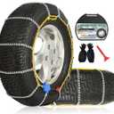 Auto Fixing Snow Chains, 2 x 12 mm, 30s Quick Installation of Tire Chains with Automatic Tensioner, Universal Emergency Tire Traction Chain for Cars, Pickups, and SUVs (HLN 100)