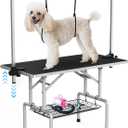 Lyromix 42''Large Dog Grooming Table, Adjustable Cat Drying Desktop with Arms, Nooses, Mesh Tray, Foldable Pet Station at Home, Maximum Capacity Up to 330Lb, 42inch, Black