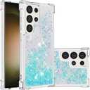 Case for Samsung Galaxy S25 Ultra Case Glitter Sparkle Cute Clear Liquid Phone Case Flowing Quicksand Shockproof TPU Protective Girly Women Case for Samsung Galaxy S25 Ultra Star Blue YB