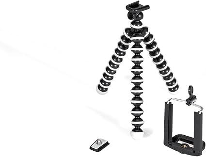 GPX 7 Inch Micro Smartphone Tripod, Includes Smartphone Adapter and Mounting Adapter, Max Height 6.1 Inches (TPD78B), Black and Helix/Retrak Tripod Selfie Stick with LED Ring Light Black