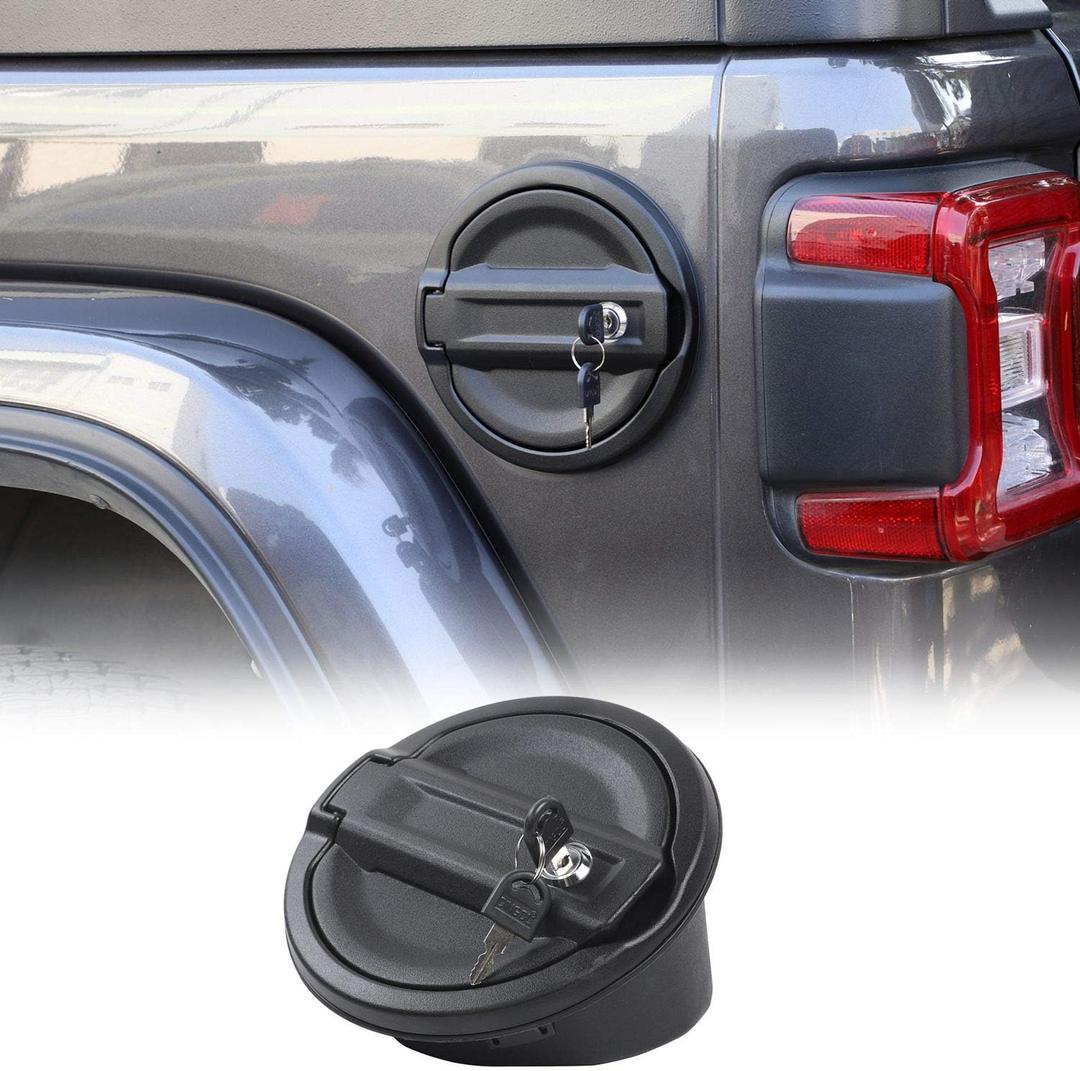 For Jeep JL Gas Cap Cover Locking Fuel Door Cover for 2018-2025 2026 Jeep Wrangler JL Sport Rubicon Sahara Willys & Unlimited 2-Door 4-Door