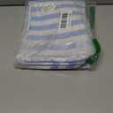 Stripe Ruffle Makeup Bag,Large Travel Cute Cosmetic Bag for Women Girls,Toiletry Bag Make up Organizer 10.8 x 4.5 x 8 inch (Blue Stripe)