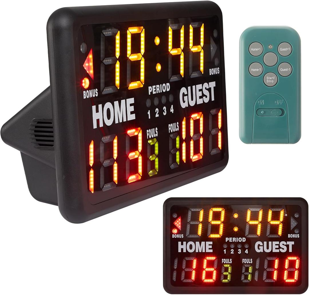 Suzile 24 x 16 Inch Electronic Basketball Scoreboard Tabletop Digital Scoreboard with Remote Portable Scoreboard Professional Scoreboard Clock Volleyball Scoreboard Score Keeper for Multisport