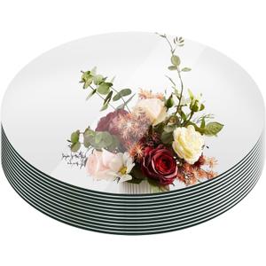 Suwimut Set of 12 Round Mirrors for Centerpieces, 12 Inch Glass Mirrors Candle Plate Circle Mirror Trays Large Glass Mirror Tiles for Table Centerpieces, Wedding, Party Decorations, Crafts, Wall Decor