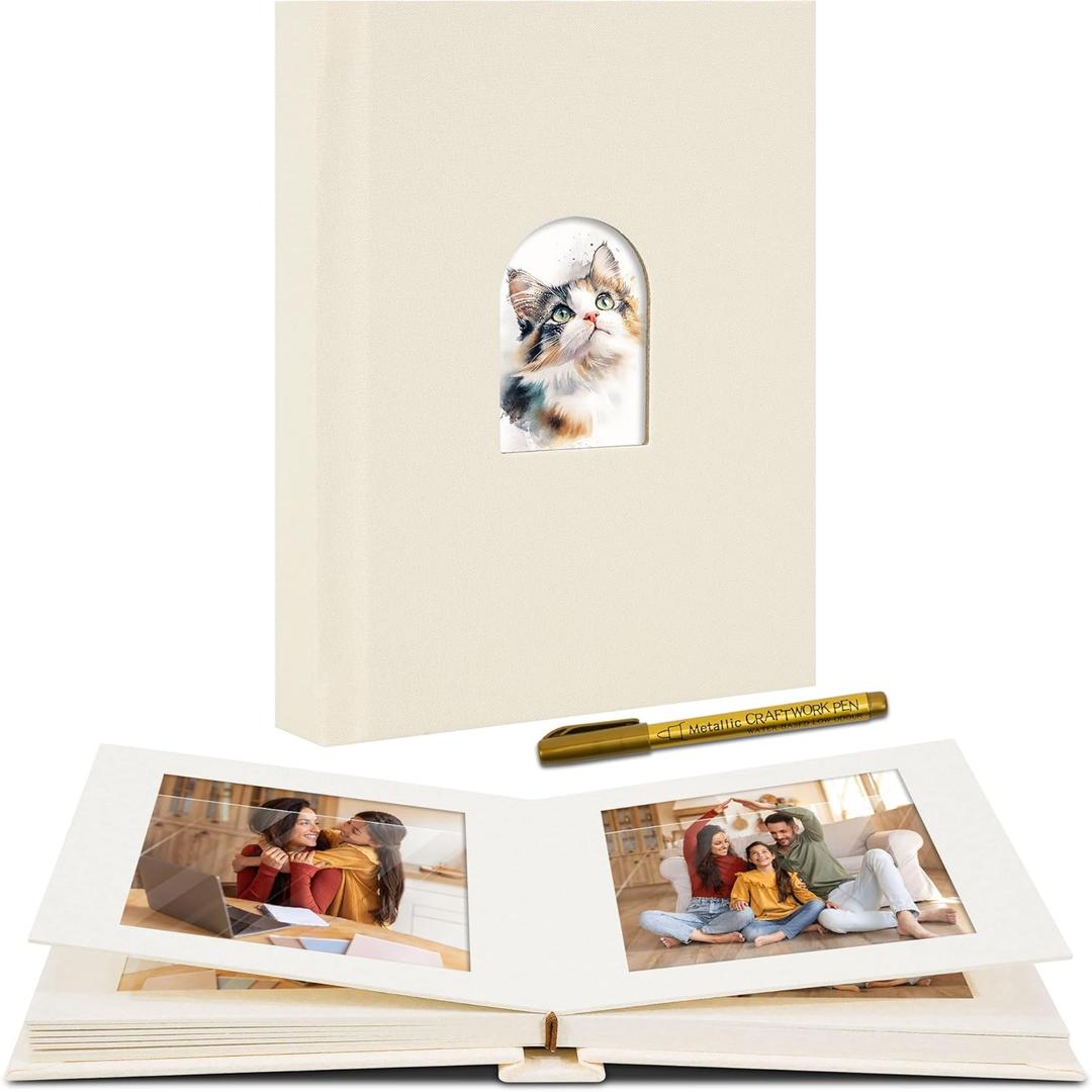 Premium Small Photo Album 4x6 with 20 Pockets, Linen Cover Memory Book with Writing Space Ideal for Wedding Photo Albums, Baby Books, and Travel Journals, Beige