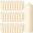 MTLEE 40 Pcs Ivory Pillar Candles Bulk 2 x 6 Inches Dripless Unscented Wax Long Burning Smokeless Clean Burning Decorative Candles for Weddings Parties Dinners Spa Bath Home Decor