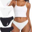 Niidor Thongs for Women Lace Seamless Thongs Underwear Women Pack No Show G String Thongs Sexy Women's Panties (4pcs-black+black+white+white ) S