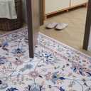 2x3 Entryway Rug 2x3 Washable Area Rugs Non-Slip Low Pile Throw Small Kitchen Rugs for Entryway Door Mat Indoor Entrance Bathroom,Printed Vintage Home Decor Rug (Pink Floral)