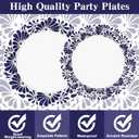 96 Pcs De Barro Mexican Talavera Paper Plates and Napkins Party Supplies White Blue Floral Clay Disposable Tableware Set Talavera Party Decorations for Fiesta Wedding Baby Shower Favors for Serves 24