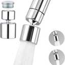Kitchen Sink Faucet (Upgraded), 360 Swivel Kitchen Faucet Aerator, Dual-function 2-Flow Sprayer Faucet Head Replacement, Sink Attachment For Faucet Include 55/64 Inch Female Thread (Chrome1)