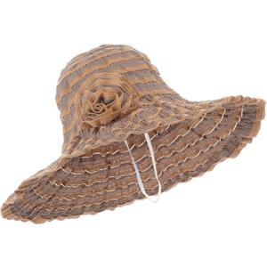 Women Floppy Beach Sun Hat Foldable Floppy Hat Lace Wide Brim Cap Summer UV Protection Travel Garden Outdoor (Brown)